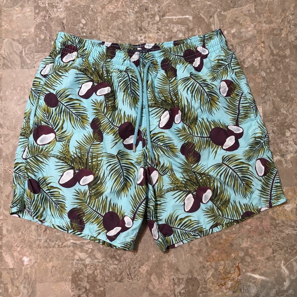 Vilebrequin Shorts Mens XL Blue Coconut Mesh Lined Trunks Costume De Bain